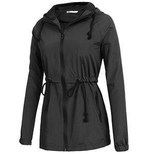 BRAND NEW black raincoat rain jacket zip up